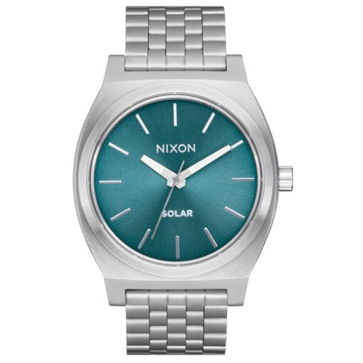Nixon Time Teller Solar Watch - Silver/Dusty Blue Sunray