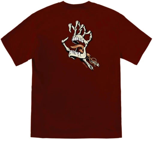 Santa Cruz Bone Hand Cruz T-Shirt - Burgundy