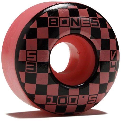 Bones 100s Block Party V4 Wide Skateboard Wheels - Pink - 53mm