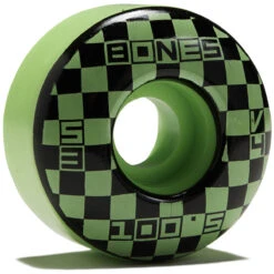 Bones 100s Block Party V4 Wide Skateboard Wheels - Green - 53mm