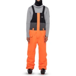 686 Frontier Shell Bib Snowboard Pants - Fluro Orange/Clear Black